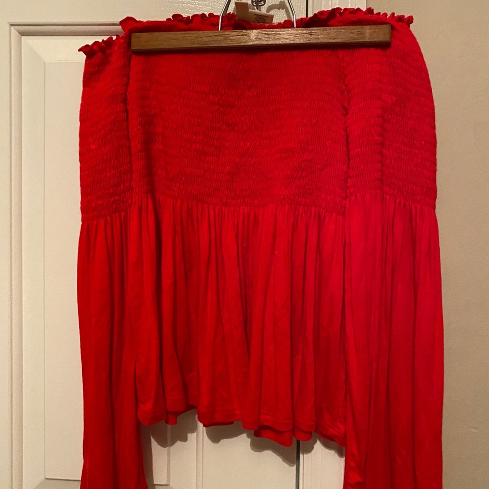 RED OFF THE SHOULDER TOP